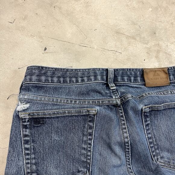 American Giant Jeans Mens 32x32 Blue 218 Straight Maritime Denim Distressed - Picture 7 of 9